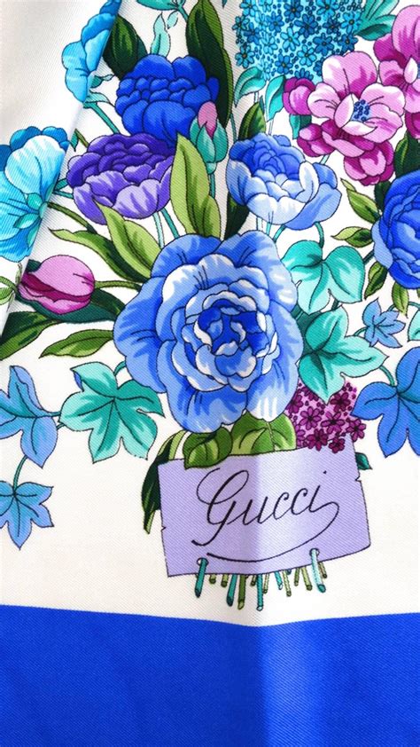 gucci blue floral scarf|More.